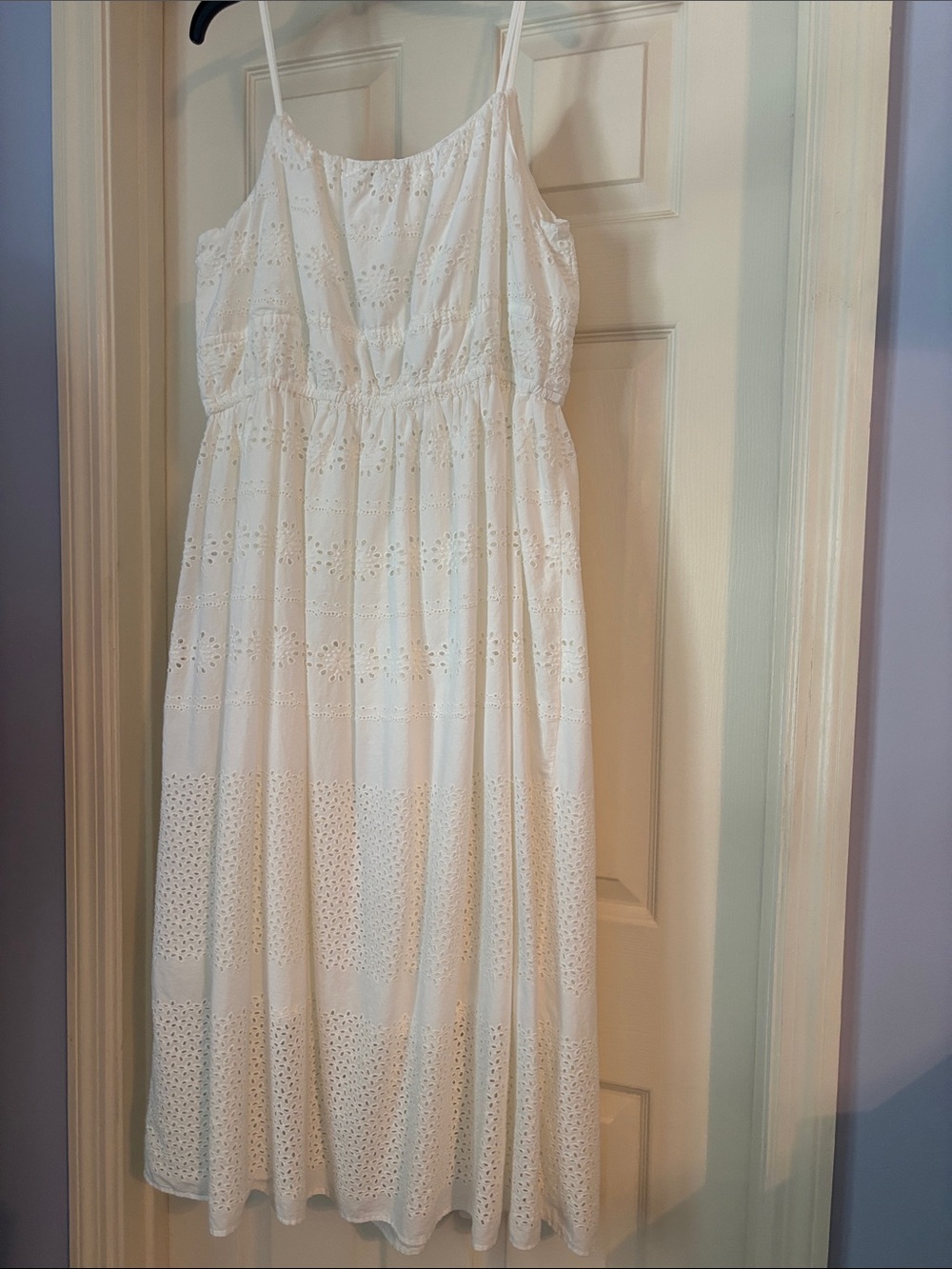 Smock Waisted Eyelet Maxi Dress